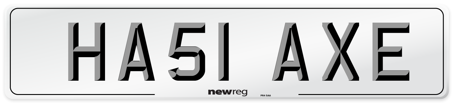 HA51 AXE Number Plate from New Reg